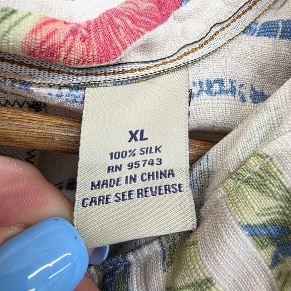 Island Republic Vintage Collection 100% Silk Hawaiian Shirt Size XL Ivory Button - Picture 7 of 10